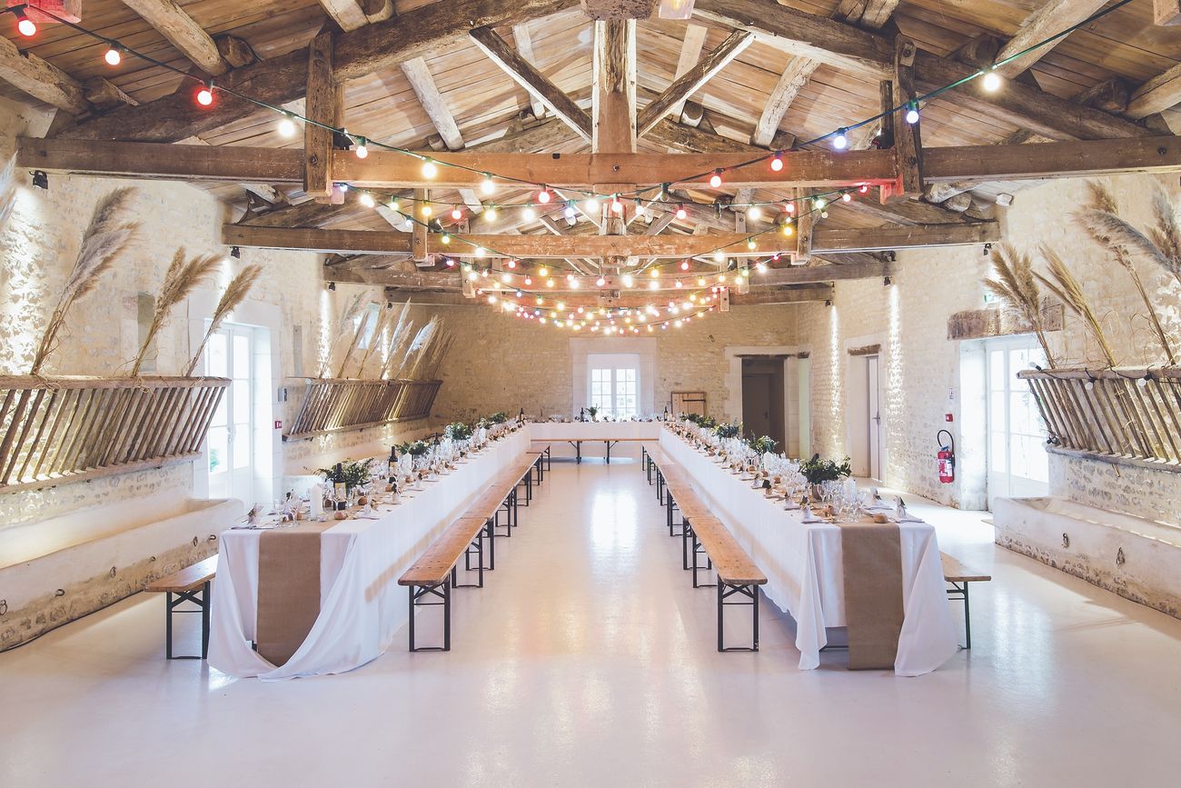 Wedding reception tables with wooden